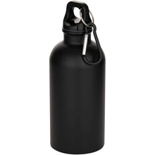 Load image into Gallery viewer, Oregon 400 ml matte RCS recycled single wall stainless steel water bottle with carabiner — Black
