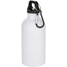 Load image into Gallery viewer, Oregon 400 ml sublimation RCS recycled single wall stainless steel water bottle with carabiner — White
