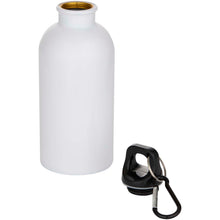 Load image into Gallery viewer, Oregon 400 ml sublimation RCS recycled single wall stainless steel water bottle with carabiner — White (detail)