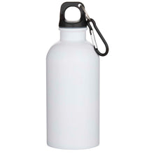 Load image into Gallery viewer, Oregon 400 ml sublimation RCS recycled single wall stainless steel water bottle with carabiner — White (front)