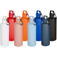 Load image into Gallery viewer, Oregon 750 ml solid colour RCS recycled plastic water bottle with carabiner   — group