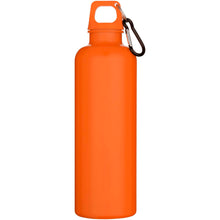Load image into Gallery viewer, Oregon 750 ml solid colour RCS recycled plastic water bottle with carabiner   — Orange (front)