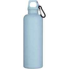 Load image into Gallery viewer, Oregon 750 ml solid colour RCS recycled plastic water bottle with carabiner   — Cloud Blue (front)