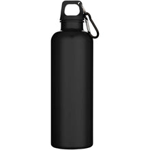 Load image into Gallery viewer, Oregon 750 ml solid colour RCS recycled plastic water bottle with carabiner   — Black (front)
