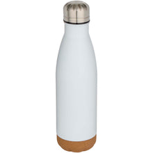 Load image into Gallery viewer, Cove 500 ml double wall vacuum insulated stainless steel water bottle with cork details — White
