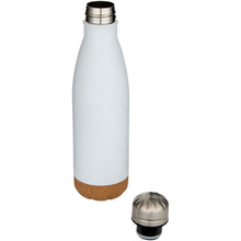 Load image into Gallery viewer, Cove 500 ml double wall vacuum insulated stainless steel water bottle with cork details — White (detail)