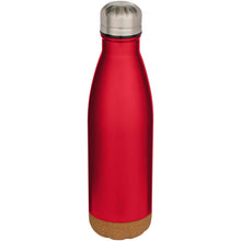 Load image into Gallery viewer, Cove 500 ml double wall vacuum insulated stainless steel water bottle with cork details — Red