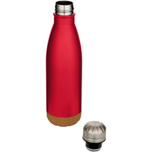 Load image into Gallery viewer, Cove 500 ml double wall vacuum insulated stainless steel water bottle with cork details — Red (detail)