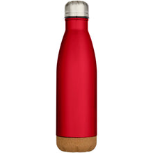 Load image into Gallery viewer, Cove 500 ml double wall vacuum insulated stainless steel water bottle with cork details — Red (front)