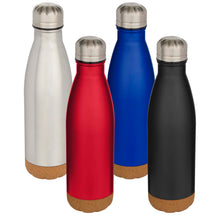 Load image into Gallery viewer, Cove 500 ml double wall vacuum insulated stainless steel water bottle with cork details — group