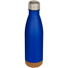 Load image into Gallery viewer, Cove 500 ml double wall vacuum insulated stainless steel water bottle with cork details — Royal blue