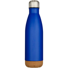 Load image into Gallery viewer, Cove 500 ml double wall vacuum insulated stainless steel water bottle with cork details — Royal blue (front)