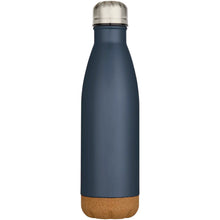 Load image into Gallery viewer, Cove 500 ml double wall vacuum insulated stainless steel water bottle with cork details — Hale Blue (front)