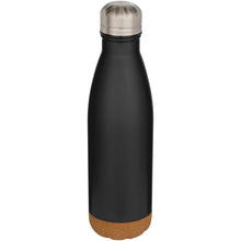 Load image into Gallery viewer, Cove 500 ml double wall vacuum insulated stainless steel water bottle with cork details — Black