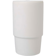 Load image into Gallery viewer, Carter 450 ml ceramic mug with plastic lid — White (front)