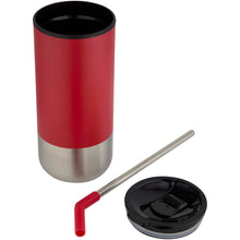 Load image into Gallery viewer, Grayson 480 ml RCS recycled insulated tumbler with straw — Red (detail 2)