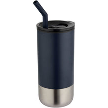 Load image into Gallery viewer, Grayson 480 ml RCS recycled insulated tumbler with straw — Navy