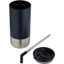 Load image into Gallery viewer, Grayson 480 ml RCS recycled insulated tumbler with straw — Navy (detail 2)
