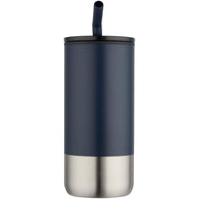 Load image into Gallery viewer, Grayson 480 ml RCS recycled insulated tumbler with straw — Navy (front)
