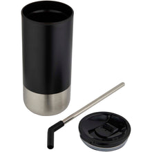 Load image into Gallery viewer, Grayson 480 ml RCS recycled insulated tumbler with straw — Black (detail 2)