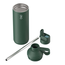 Load image into Gallery viewer, Ocean Bottle Peak GO 710 ml recycled stainless steel water bottle — Forest green (detail)