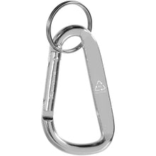 Load image into Gallery viewer, Timor RCS recycled aluminium carabiner keychain — Silver (back)