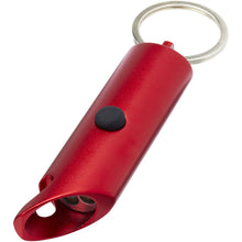 Load image into Gallery viewer, Flare RCS recycled aluminium IPX LED light and bottle opener with keychain — Red (detail)