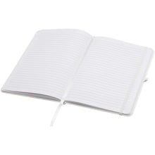 Load image into Gallery viewer, Teak A5 recycled hard cover notebook with lined pages — White (detail)