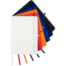 Load image into Gallery viewer, Teak A5 recycled hard cover notebook with lined pages — group