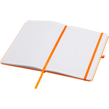 Load image into Gallery viewer, Teak A5 recycled hard cover notebook with lined pages — Orange (detail)
