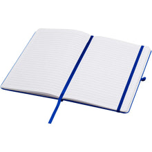Load image into Gallery viewer, Teak A5 recycled hard cover notebook with lined pages — Royal blue (detail)