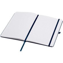 Load image into Gallery viewer, Teak A5 recycled hard cover notebook with lined pages — Navy (detail)
