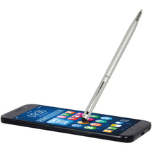 Load image into Gallery viewer, Ore aluminium ballpoint pen with stylus (blue ink) — Silver (detail)