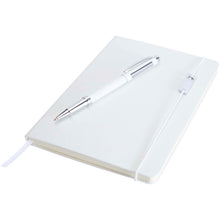 Load image into Gallery viewer, Legato Elegance A5 hard cover notebook and rollerball pen set — White / White (detail)
