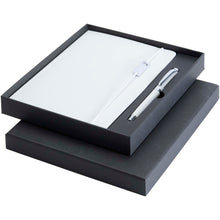 Load image into Gallery viewer, Legato Elegance A5 hard cover notebook and rollerball pen set — White / White