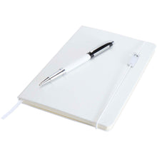 Load image into Gallery viewer, Legato Elegance A5 hard cover notebook and rollerball pen set — Primary white / Black (detail)