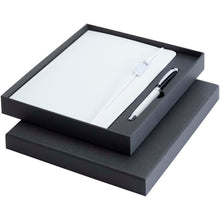Load image into Gallery viewer, Legato Elegance A5 hard cover notebook and rollerball pen set — Primary white / Black