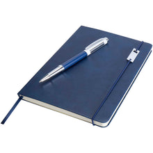 Load image into Gallery viewer, Legato Elegance A5 hard cover notebook and rollerball pen set — Ocean Blue / White (detail)