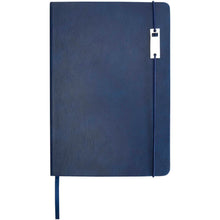 Load image into Gallery viewer, Legato Elegance A5 hard cover notebook and rollerball pen set — Ocean Blue / White (front)