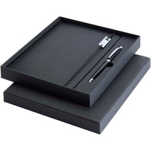 Load image into Gallery viewer, Legato Elegance A5 hard cover notebook and rollerball pen set — Black / Black