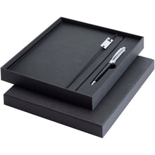 Load image into Gallery viewer, Legato Elegance A5 hard cover notebook and rollerball pen set — Primary black / White