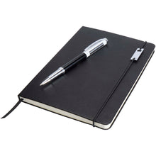Load image into Gallery viewer, Legato Elegance A5 hard cover notebook and rollerball pen set — Primary black / White (detail)