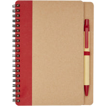 Load image into Gallery viewer, Priestly recycled notebook with pen — Natural / Red (front)
