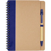 Load image into Gallery viewer, Priestly recycled notebook with pen — Natural / Navy (front)