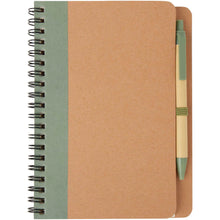 Load image into Gallery viewer, Priestly recycled notebook with pen — Heather green / Natural (front)