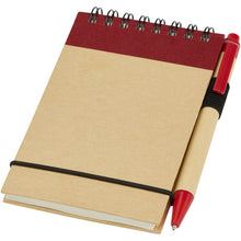 Load image into Gallery viewer, Zuse A7 recycled jotter notepad with pen — Natural / Red