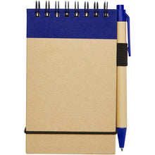 Load image into Gallery viewer, Zuse A7 recycled jotter notepad with pen — Natural / Navy (front)