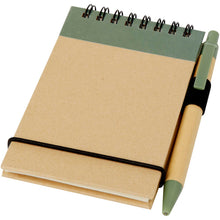 Load image into Gallery viewer, Zuse A7 recycled jotter notepad with pen — Heather green / Natural