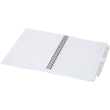 Load image into Gallery viewer, Niove recycled plastic soft cover notebook and ballpoint pen set (blue ink) — White (detail)
