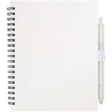 Load image into Gallery viewer, Niove recycled plastic soft cover notebook and ballpoint pen set (blue ink) — White (front)